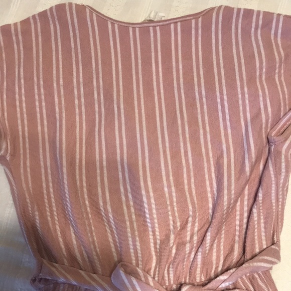 Ladies Caution to the Wind Pink Stripe Romper - Picture 6 of 7